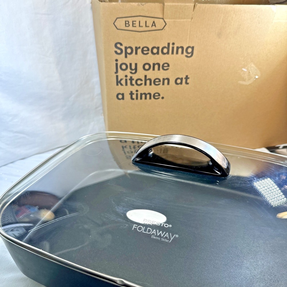 Bella Presto Foldaway Electric Skillet Copper Titanium 12 X 12 Orig box EUC